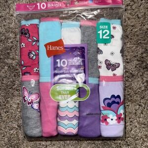 Hanes Girls Tagless Bikinis, 10 pack, Size 12